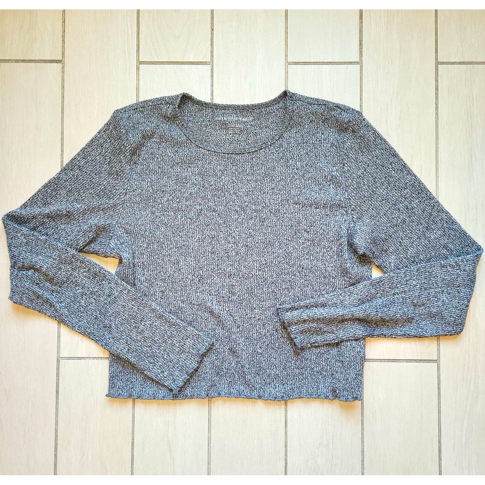 American Eagle Outfitters Gray Solid Ribbed Knit Crew Neck Pullover Sweater XL